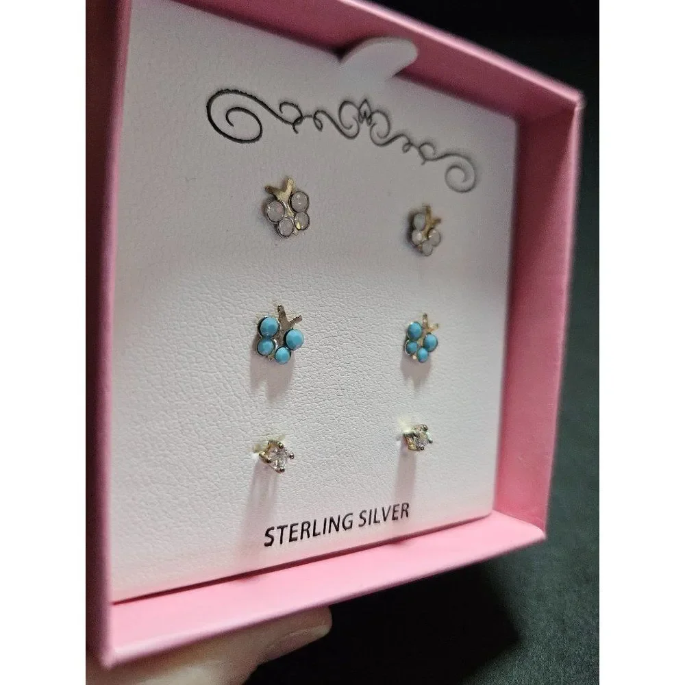 Sterling silver butterfly earring set